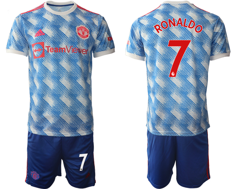 Men 2021-2022 Club Manchester United away blue #7 Soccer Jerseys